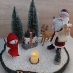 Fa szeletes Télapós LED-es asztali dísz