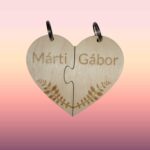 Neves páros szív kulcstartó