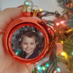 Fényképes karácsonyfa gömb 6 cm (piros)