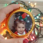 Fényképes karácsonyfa gömb dísz 8 cm (arany)