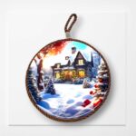 Kerámia tányéralátét (téli táj)