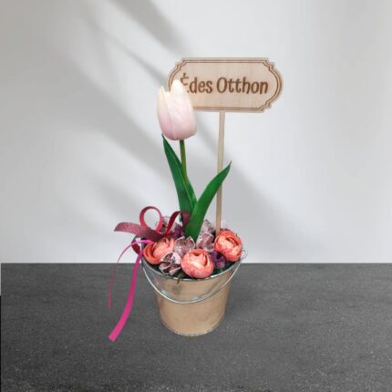 Ajándék rózsaszín tulipán "édes otthon"