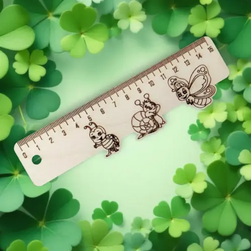 Fa vonalzó 15 cm állatos