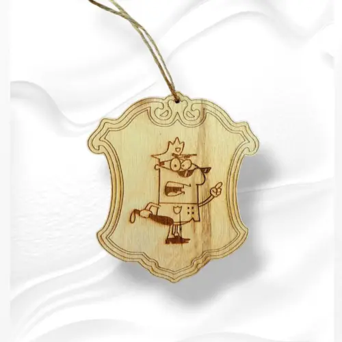 Gravírozott fa rendőr jelvény 10 cm magas