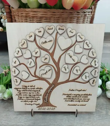 Szívecskés emlékfa egyedi ajándék 30 cm