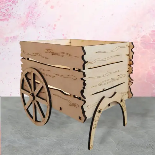 Dekoratív fa kocsi 12 cm
