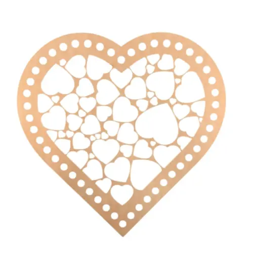 Horgolható fa alap 29 cm szív