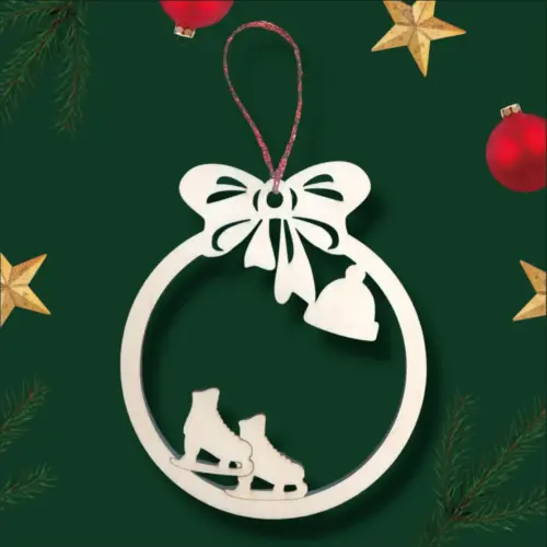 Fa karácsonyfadísz –korcsolya (9 cm)