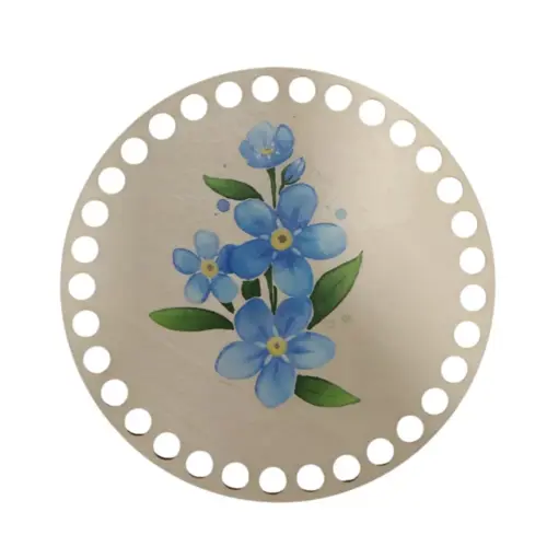 Horgolható fa alap 15 cm kék virág