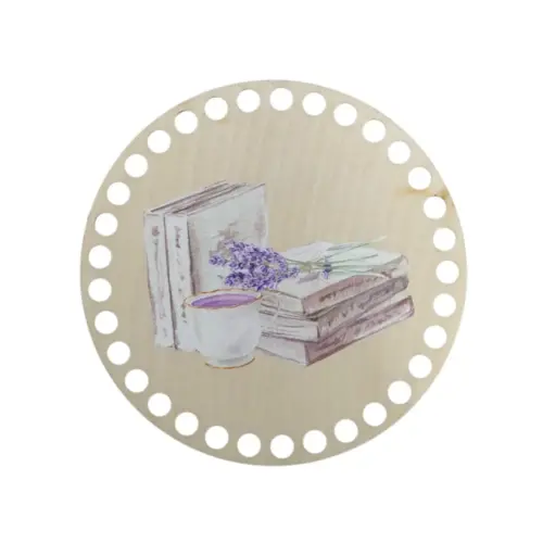 Horgolható fa alap 15 cm levendula-könyvek