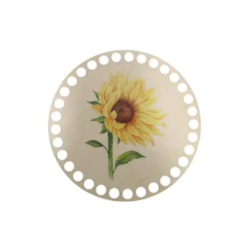 Horgolható fa alap 15 cm napraforgó