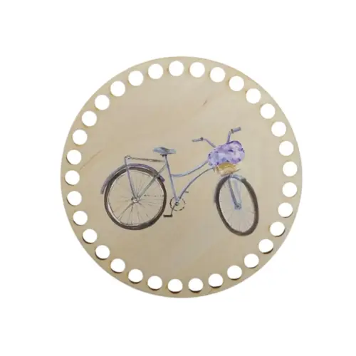 Horgolható fa alap 15 cm kerékpár