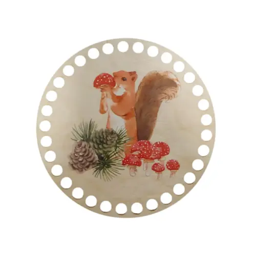 Horgolható fa alap 15 cm mókus