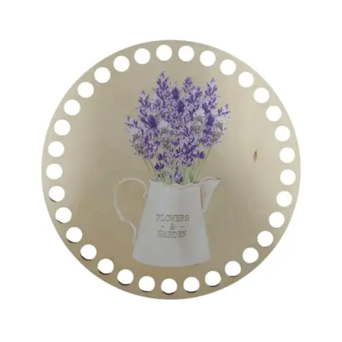 Horgolható fa alap 15 cm levendula 2