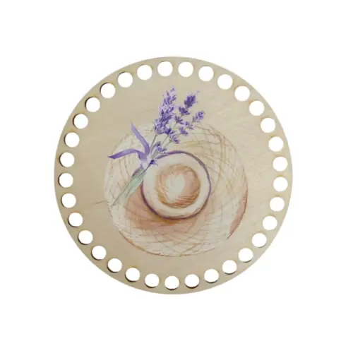 Horgolható fa alap 15 cm levendula-kókusz