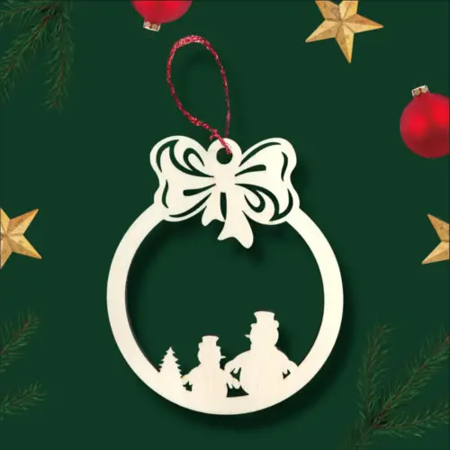 Fa karácsonyfadísz – hóemberek (9 cm)