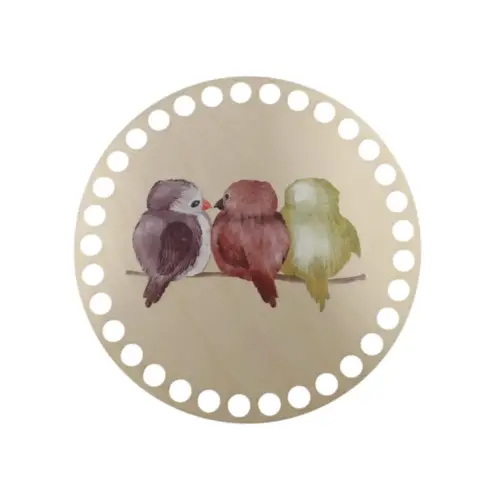 Horgolható fa alap 15 cm madár