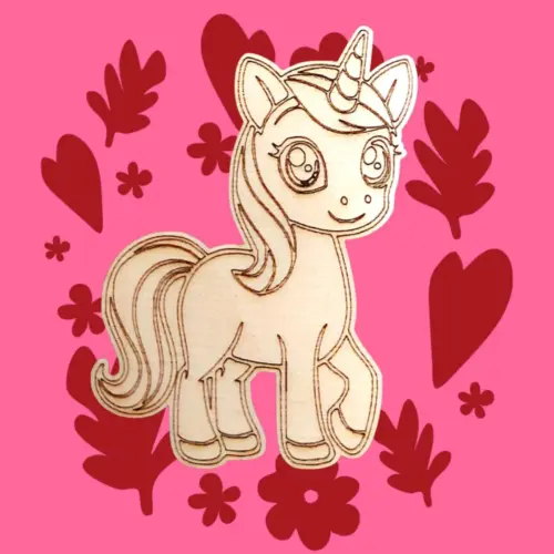 Festhető fa figura unikornis 7 cm