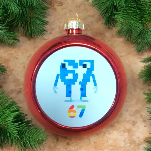 67 mémes karácsonyfagömb 8 cm piros 2