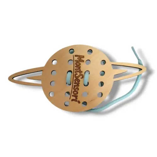 Montessori fűzős fa játék – bolygó 14 cm