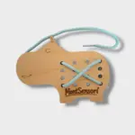 Montessori fűzős fa játék – víziló 13,8 cm