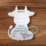 Fa fűzögetős fejlesztő játék – Boci alakban 25 cm - Image 2