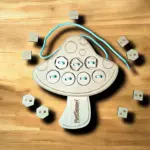 Fa fűzögetős fejlesztő játék – Gomba alakban 21 cm - Image 4