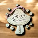 Fa fűzögetős fejlesztő játék – Gomba alakban 21 cm