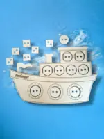 Fa fűzögetős fejlesztő játék – Hajó alakban 21 cm - Image 4