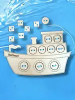 Fa fűzögetős fejlesztő játék – Hajó alakban 21 cm - Image 3