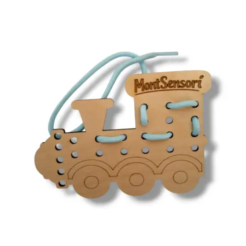 Montessori fűzős fa játék – vonat 13,5 cm
