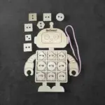 Fa fűzögetős fejlesztő játék – Robot alakban 21 cm - Image 3
