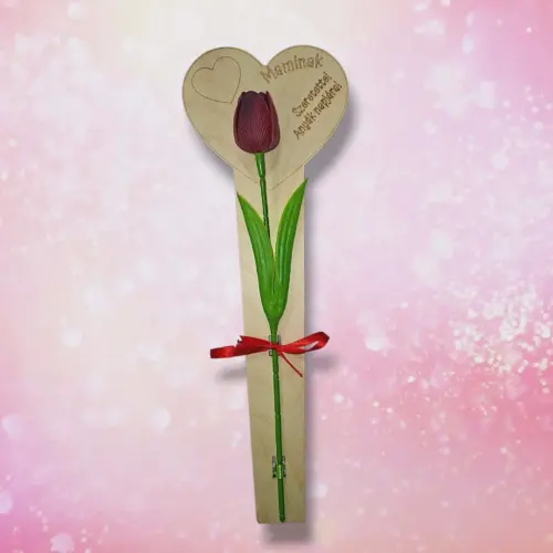 Anyák napi ajándék gumitulipánnal felirattal 37 cm