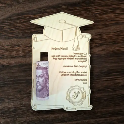 Egyedi ballagási pénzátadó 20 cm