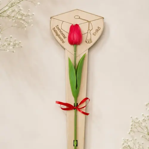 Ballagási fa szív gumitulipánnal 37 cm neves