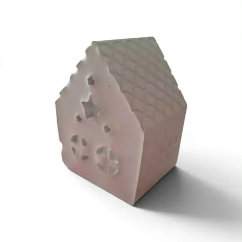 Gipsz mécsestartó házikó csillag ablakkal  8 cm